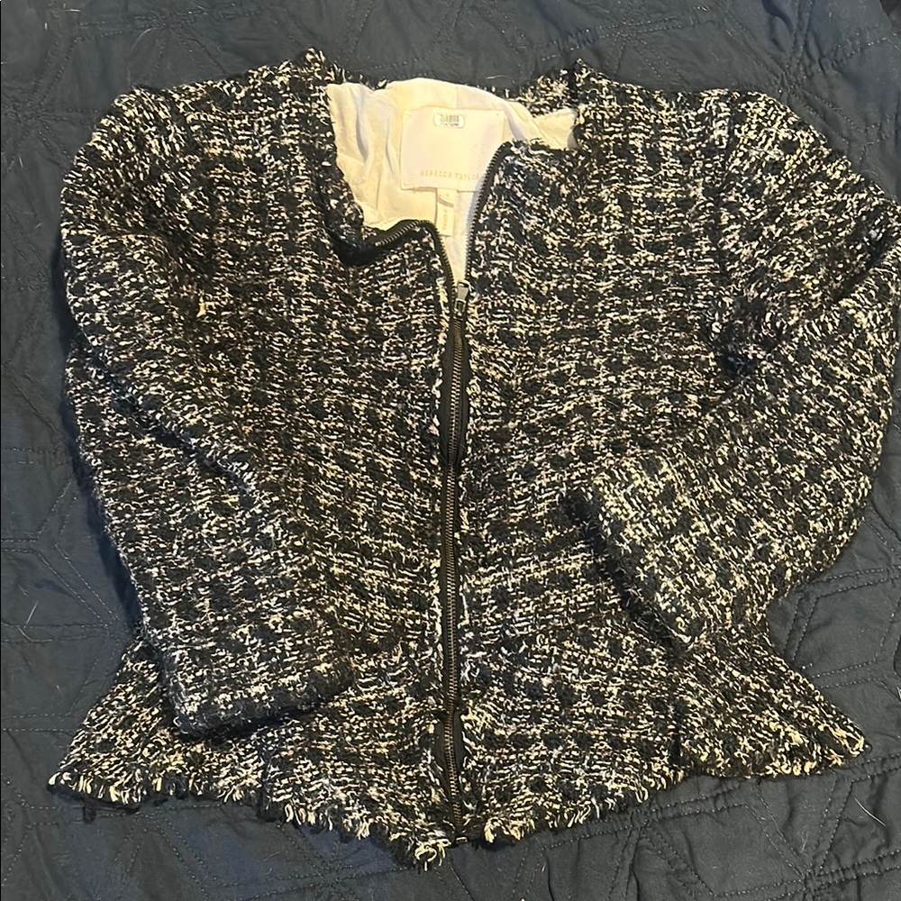 Rebecca Taylor Black and White Tweed Blazer